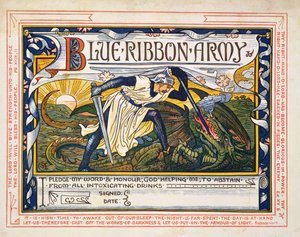 「ブルーリボン軍、禁酒誓約」 作： Walter Crane